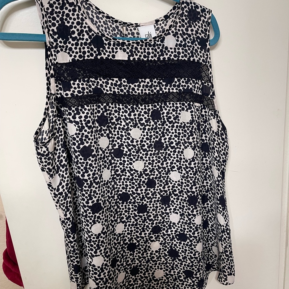 Polka Dot Sleeveless Top - Black and White xl CAbi